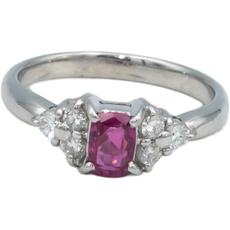 Platinum 0.88CT Diamond and Pink Sapphire Ring Size 6