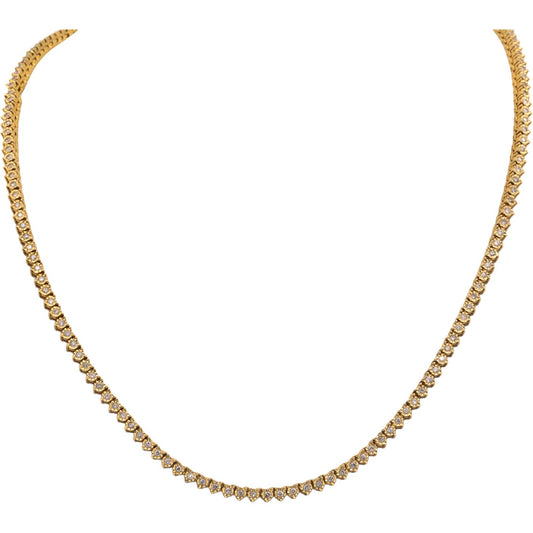 10k Yellow Gold Round Diamond 18.5" Long Tennis Necklace 2.50CT