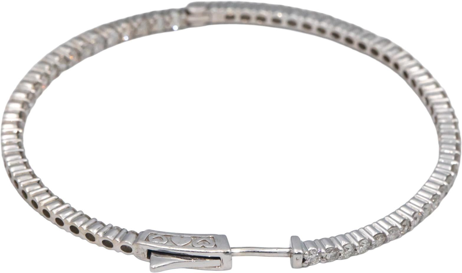 Round Cut Diamond 18k White Gold VS Oval Inside Out Hoop Earrings 5.40CT