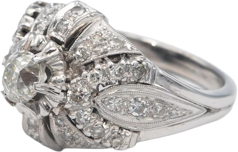 Vintage Antique 14k Gold Old Mine Cut Diamond Ring 1.35CT w/ .85CT Center Size 7