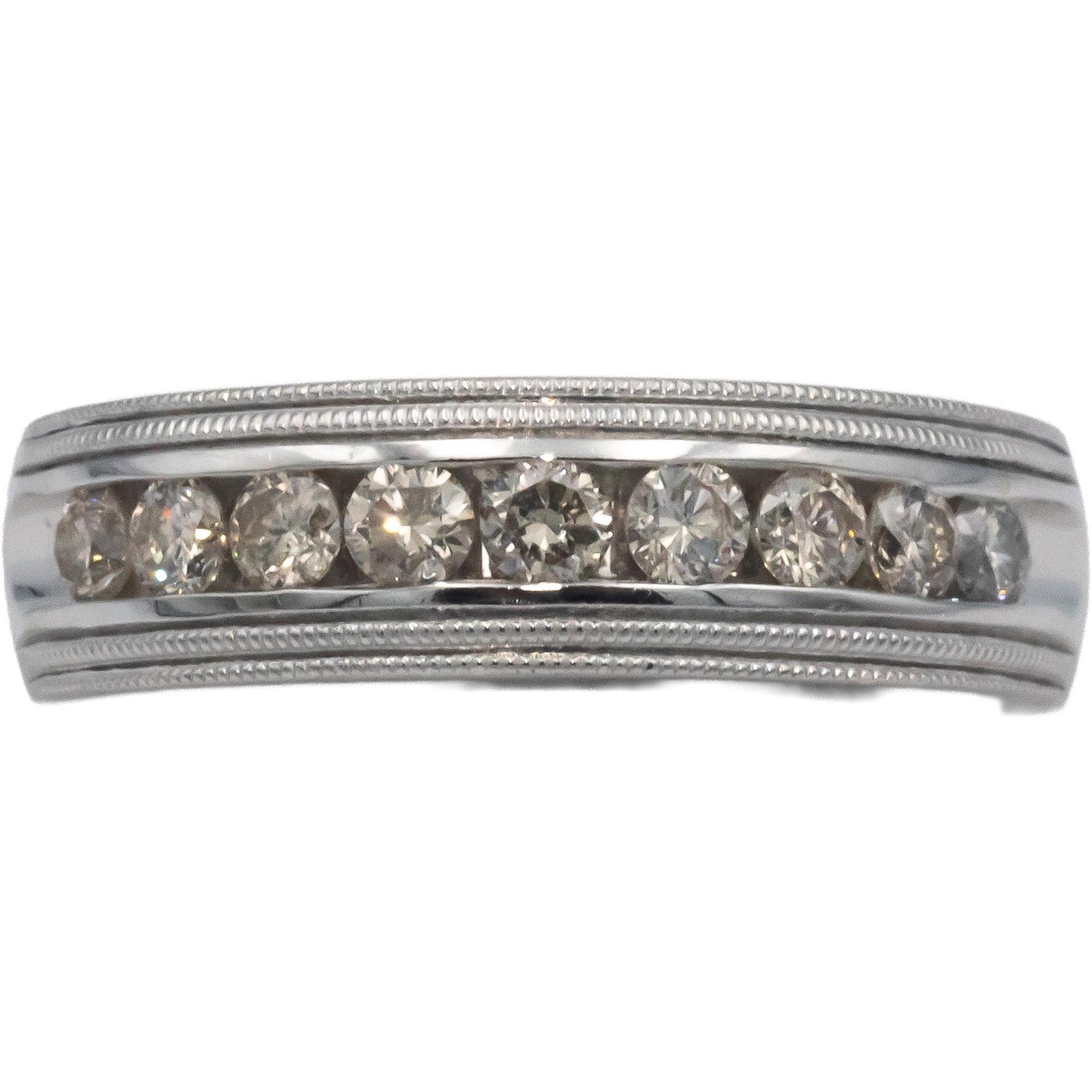 14k White Gold 0.75CT Round Cut Diamond Band Ring Size 9.25