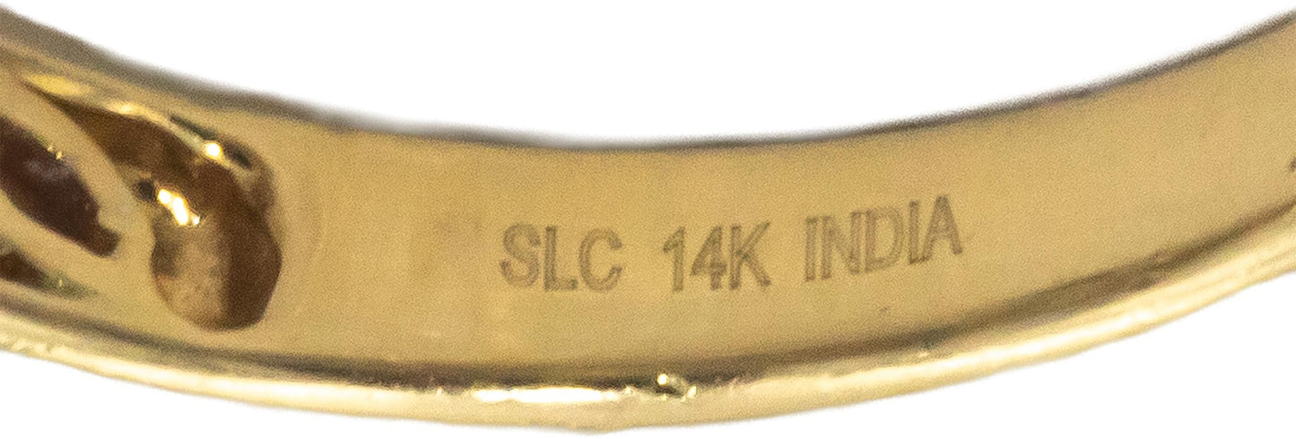 14k Yellow Gold Jewelry 0.97CT VS Diamond and Emerald Ring Size 7.25