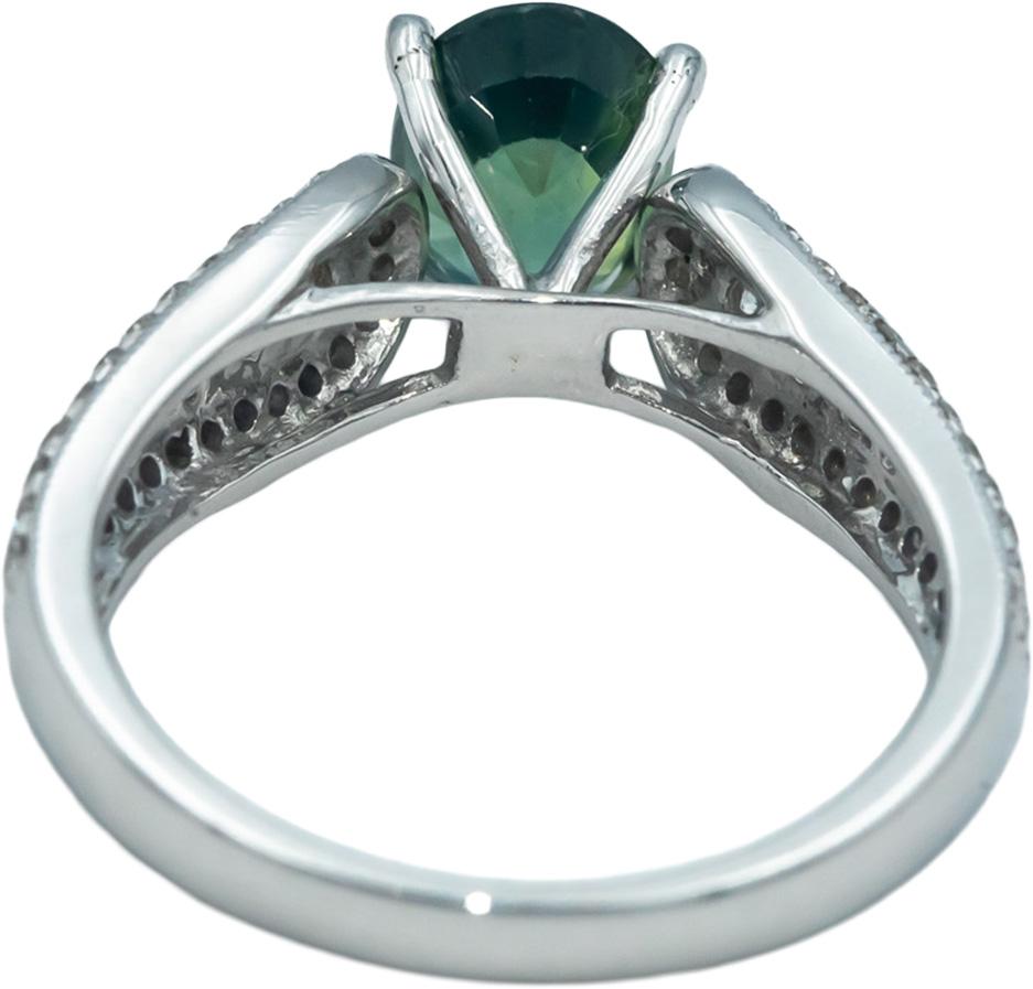 14k White Gold 2.31CT Diamond & Bi-Color Sapphire Ring Size 6.75