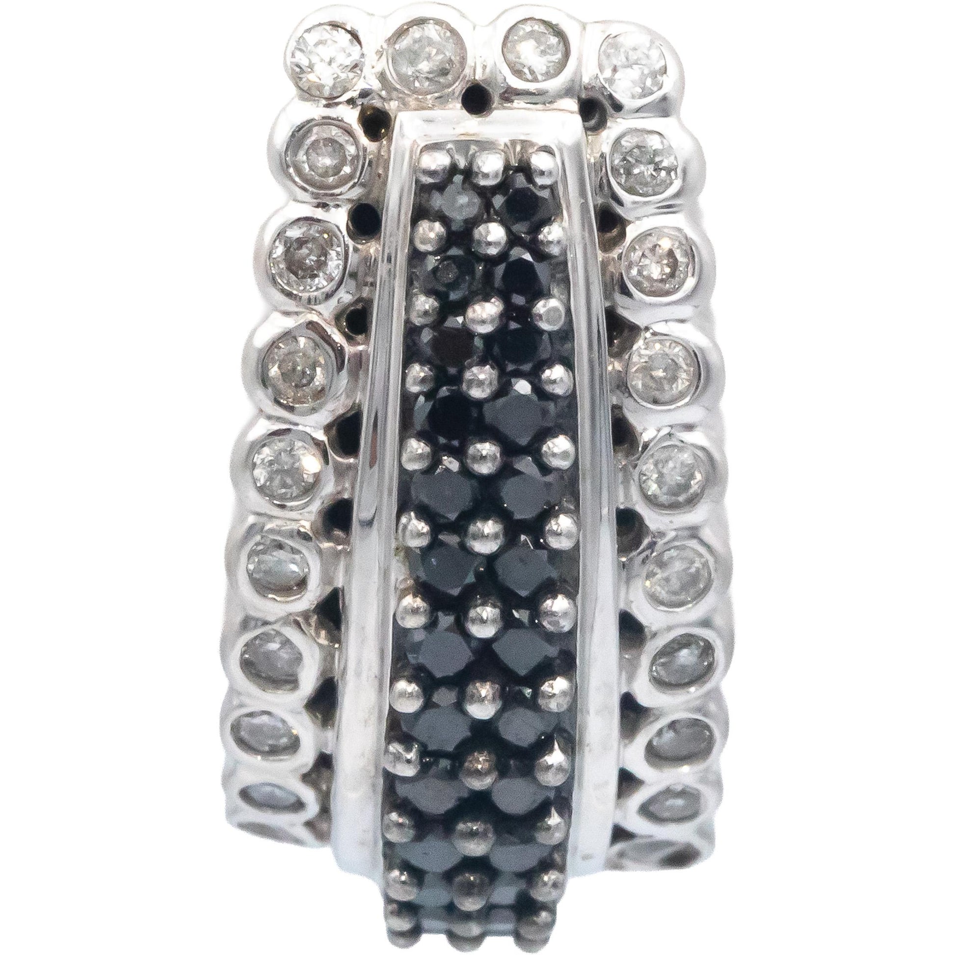 14k White Gold Jewelry White and Black Diamond Curved Earrings 1.50CT