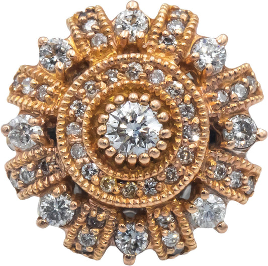 14k White and Rose Gold 1.0CT Round Cut Diamond Cocktail Ring Size 7