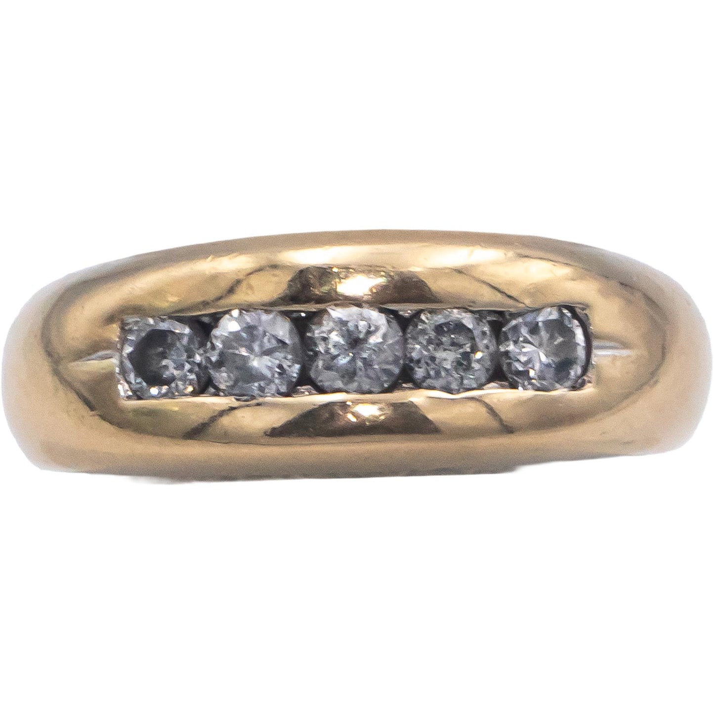 14k Yellow Gold Round Diamond Five Stone Band Ring 0.45CT Size 6.75