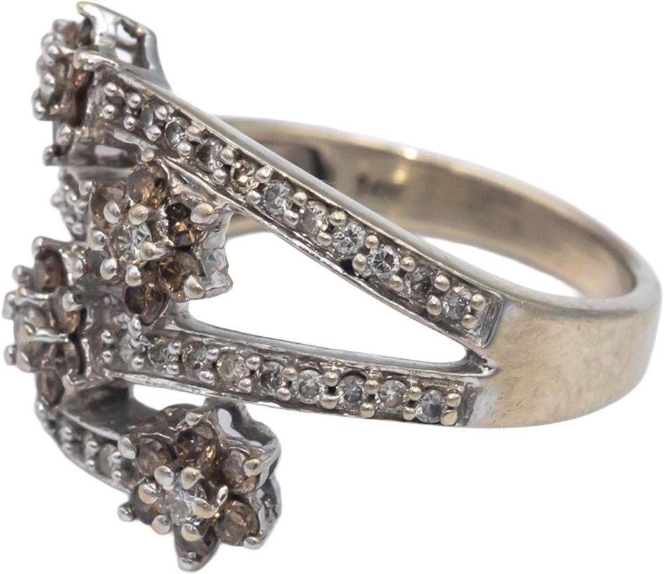 14k White Gold Jewelry 0.75CT Round Cut Diamond Floral Ring Size 8.25