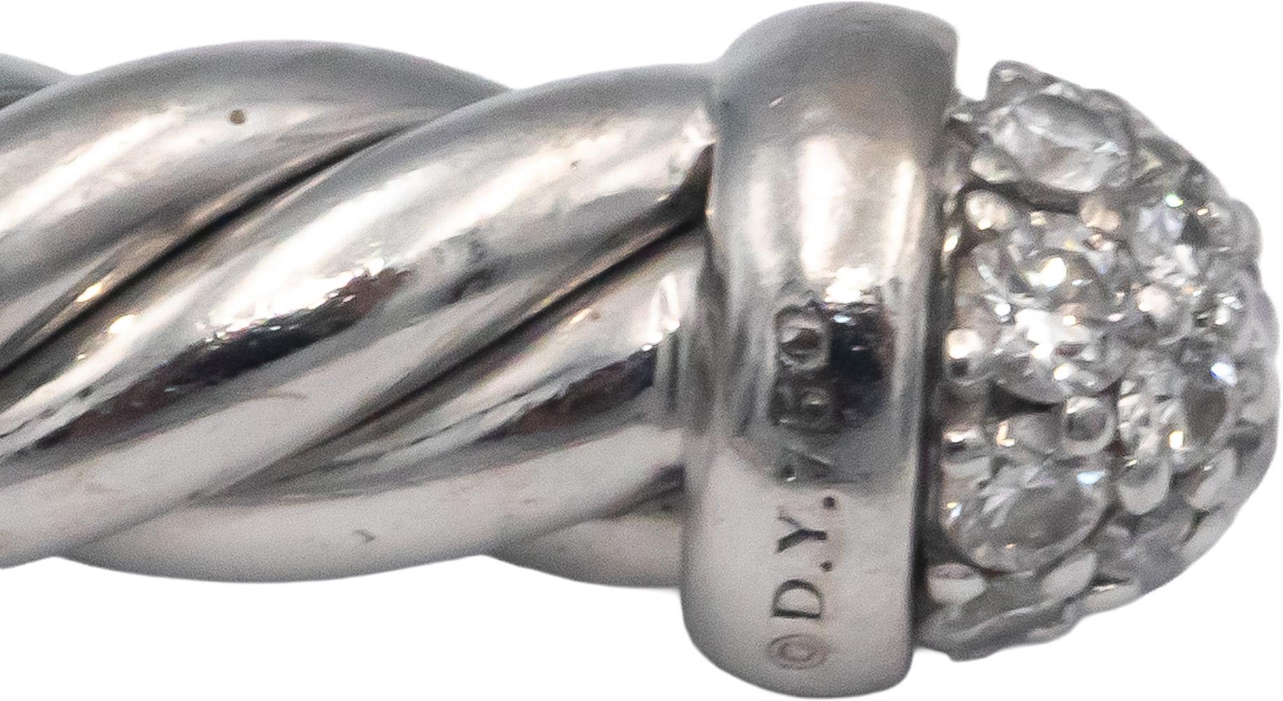 DAVID YURMAN 18k White gold .18CT VS Diamond Flex Cuff Bracelet $3250 Retail