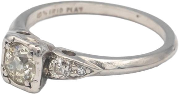 Antique Vintage Platinum 0.50CT VS Euro Cut Diamond Engagement Ring Size 4.75