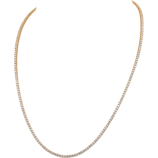 14k Yellow Gold Round Cut Diamond Tennis Necklace Chain 18.5" Long 5.16CT