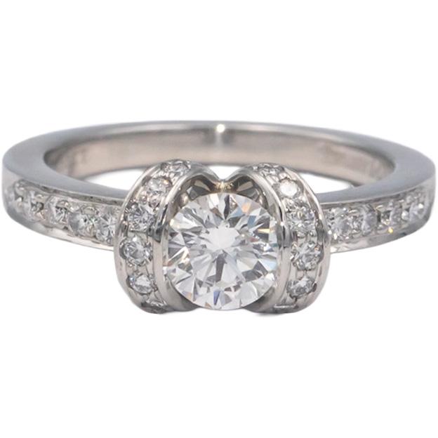 TIFFANY & CO. Platinum 0.75CT Diamond Engagement Ring w/ .53CT Center Size 5