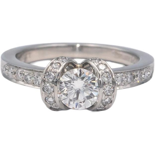 TIFFANY & CO. Platinum 0.75CT Diamond Engagement Ring w/ .53CT Center Size 5
