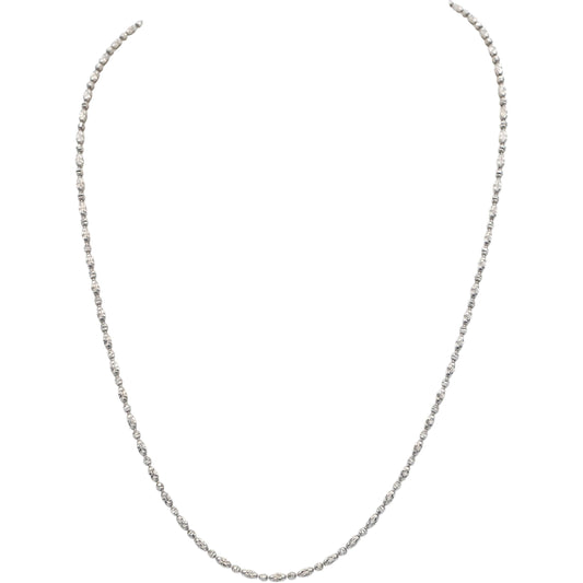 14k White Gold Jewelry 18" Long Diamond Cut Beaded Necklace Chain