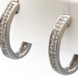 14k White Gold Princess Cut Invisible Set Oval Hoop Earrings 1.0CT