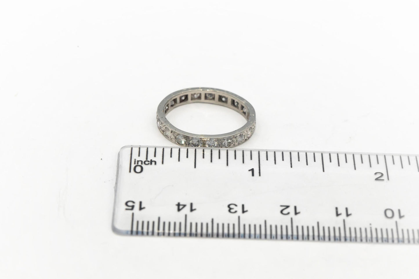 Vintage Antique Platinum 1.0CT VS Round Cut Diamond Eternity Ring Size 6.5
