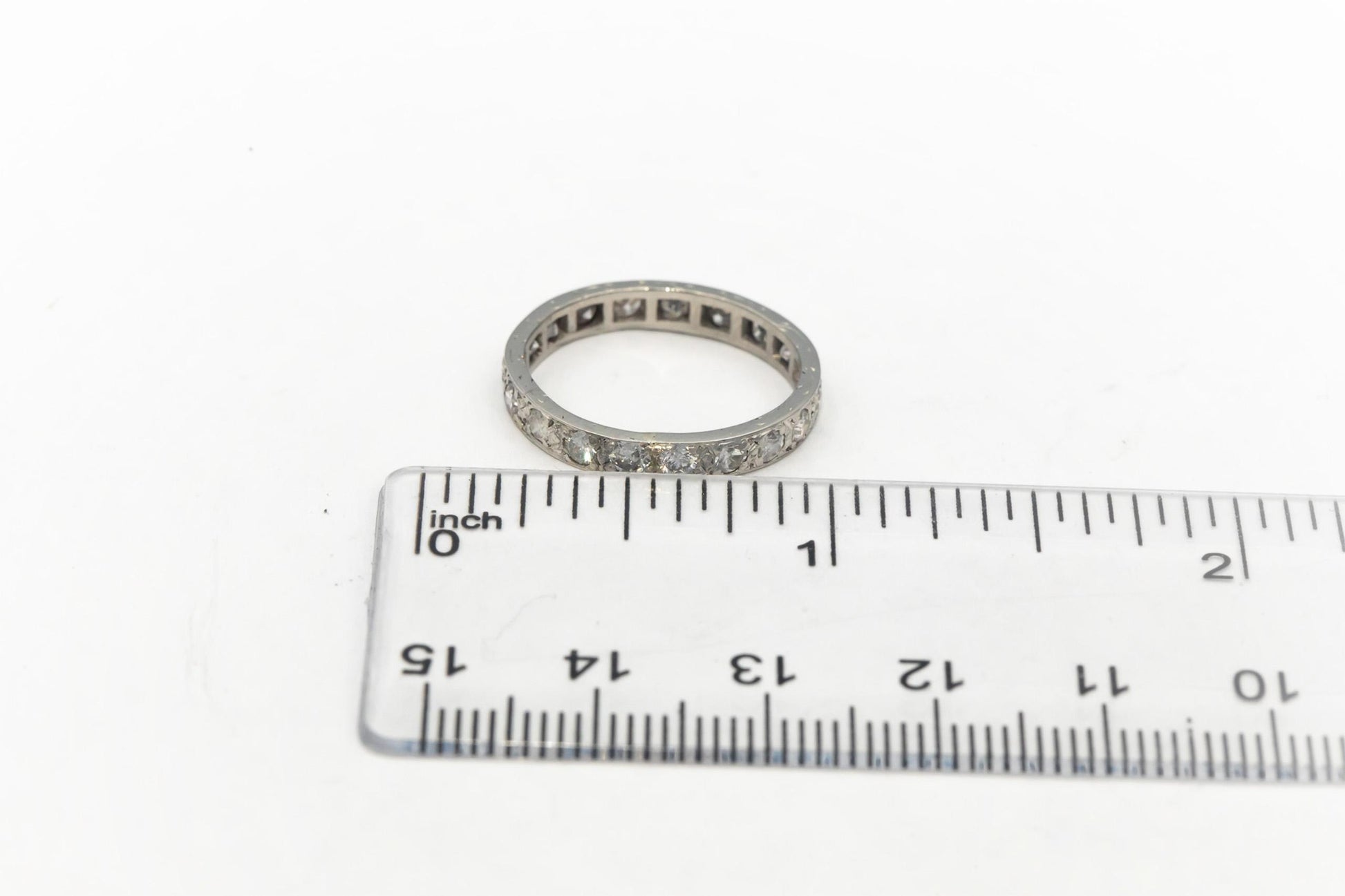 Vintage Antique Platinum 1.0CT VS Round Cut Diamond Eternity Ring Size 6.5