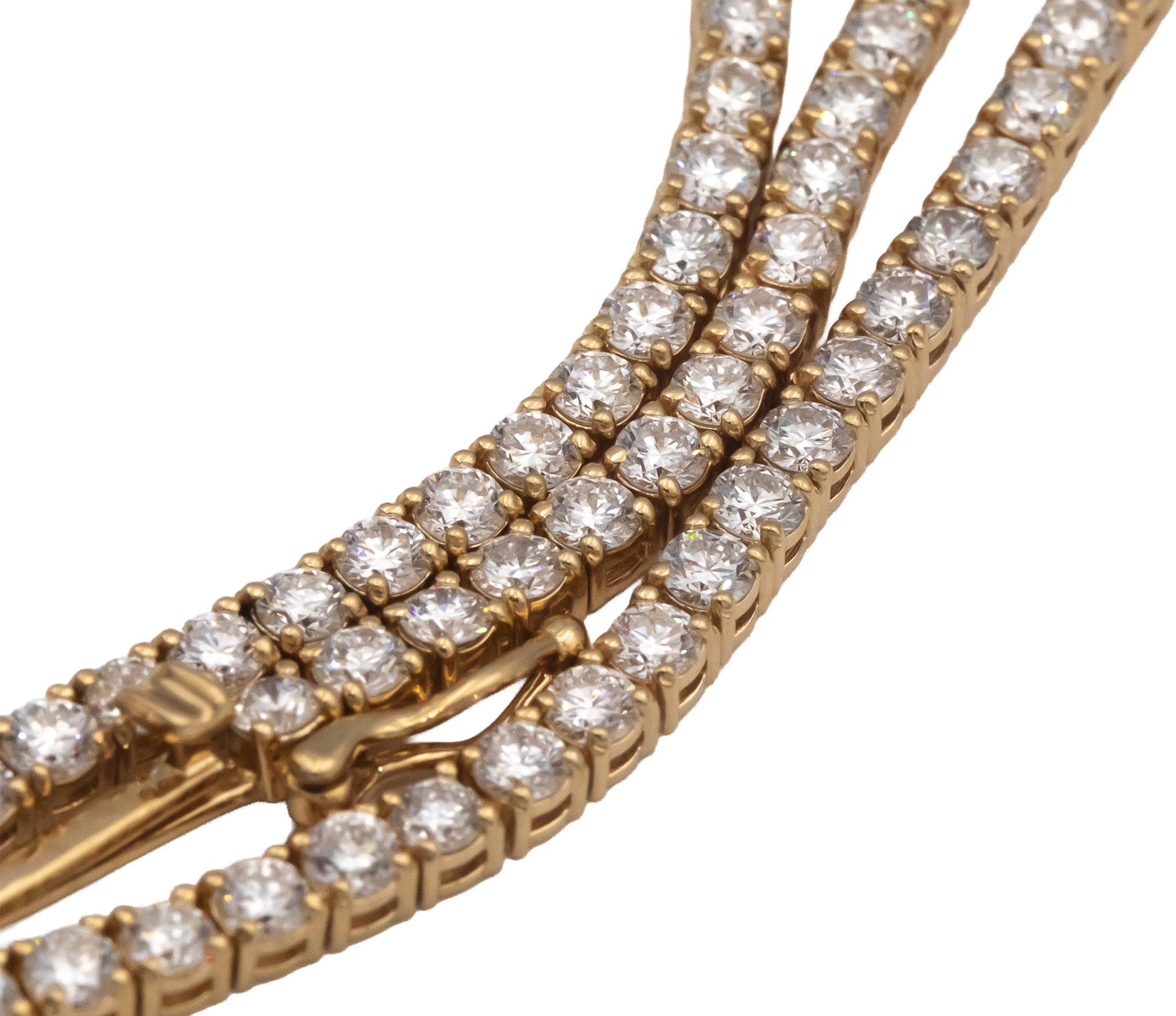 14k Yellow Gold VS1-VS2 Round Cut Lab Grown Diamond Tennis Necklace 7.0CT