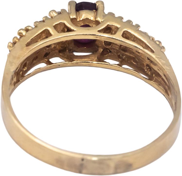 14k Yellow Gold Round Diamond and Oval Ruby Cocktail Ring 0.85CT Size 8.5