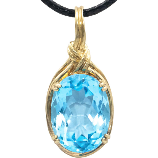 Blue Topaz Oval Cut 10k Yellow Gold Jewelry Pendant Necklace 6.0CT