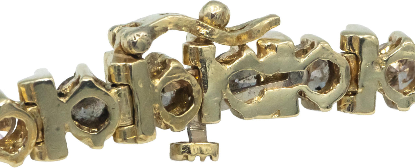 Diamond Round Cut 14k Yellow Gold Fancy Link Bracelet 5.0CT