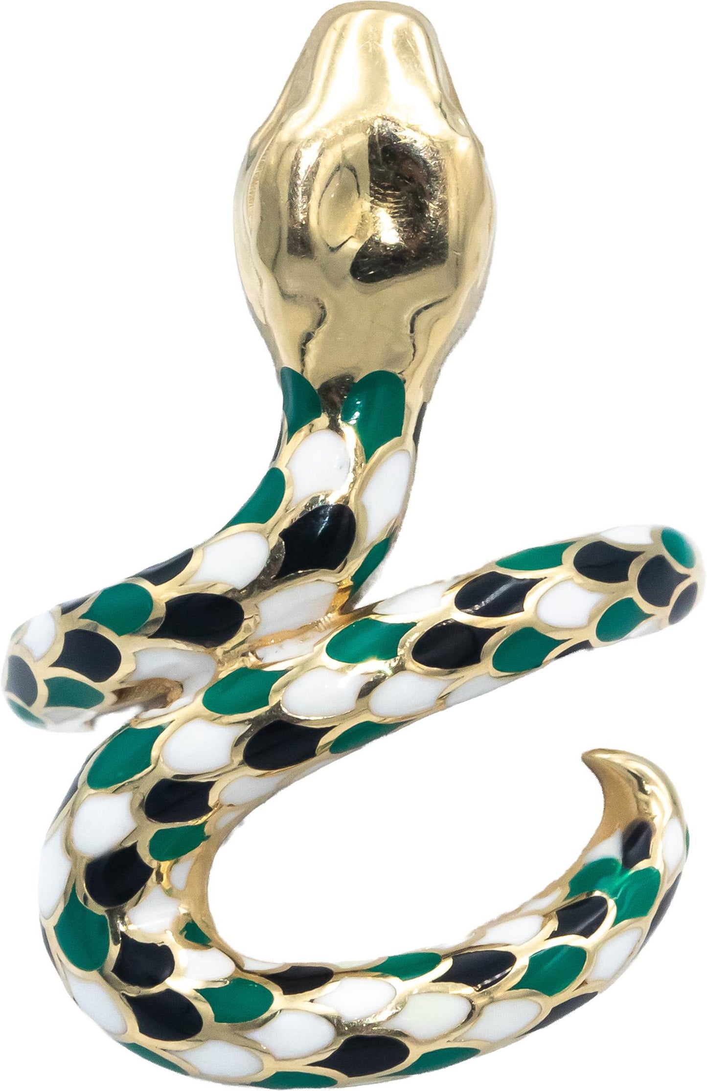 14k Yellow Gold Jewelry Colorful Enamel Snake Ring Size 8