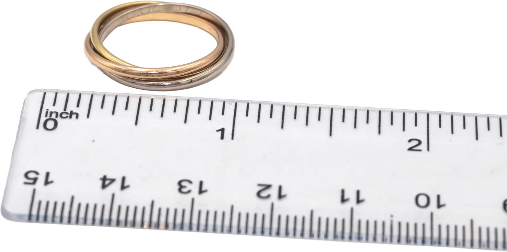 CARTIER 18k Tri-Color Gold Trinity Band Ring Euro Size 51 Size 5.75 w/ Papers