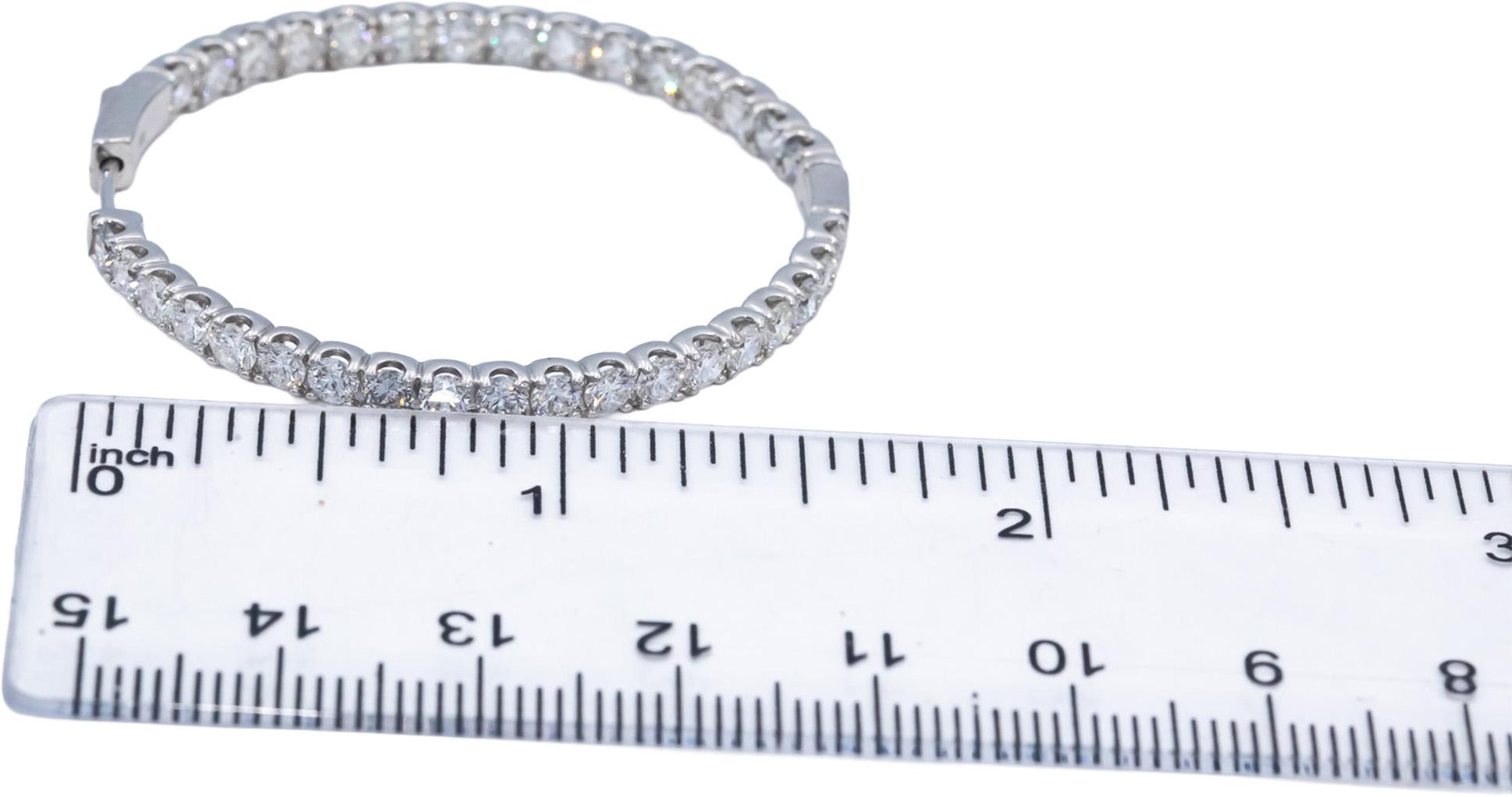 14k White Gold Round Lab Grown Diamond Inside Out Hoop Earrings 6.0CT