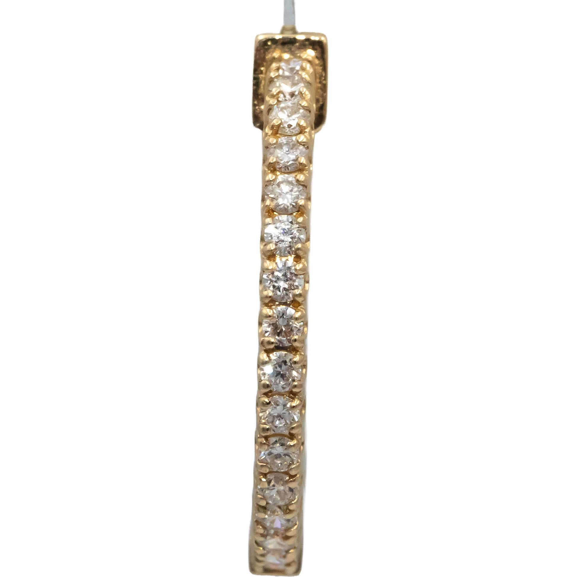 14k Yellow Gold VS Round Diamond Inside Out Hoop Earrings 1.0CT