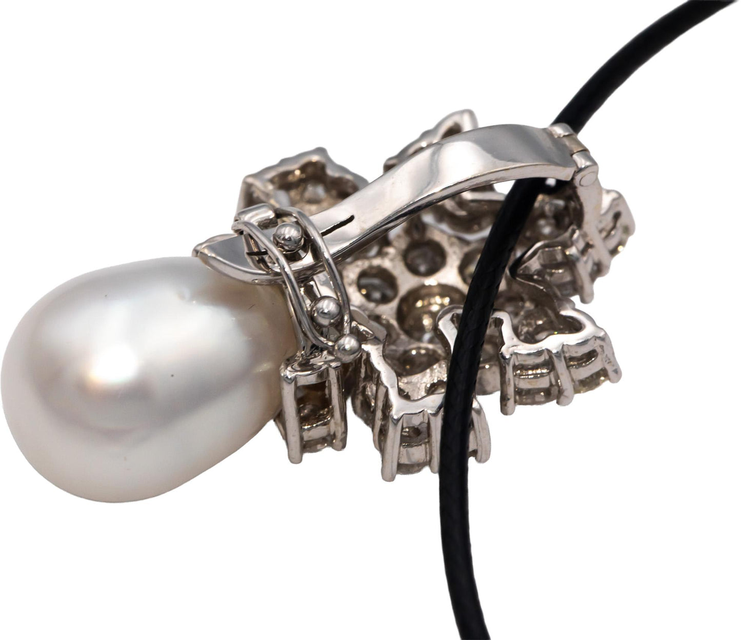 CGL 18k White Gold VS Round Diamond & 16.3 x 2.74mm Pearl Pendant 4.80CT