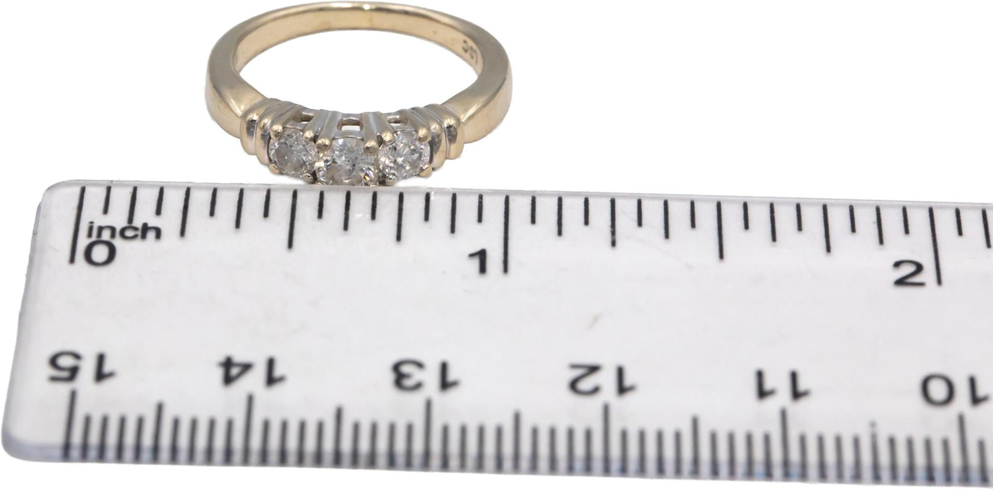14k White Gold Round Cut Three-Stone Diamond Ring 0.50CT Size 4.5