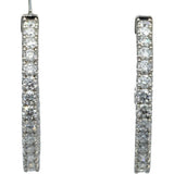 14k White Gold Round Diamond Inside Out Circle Hoop Earrings 5.35CT