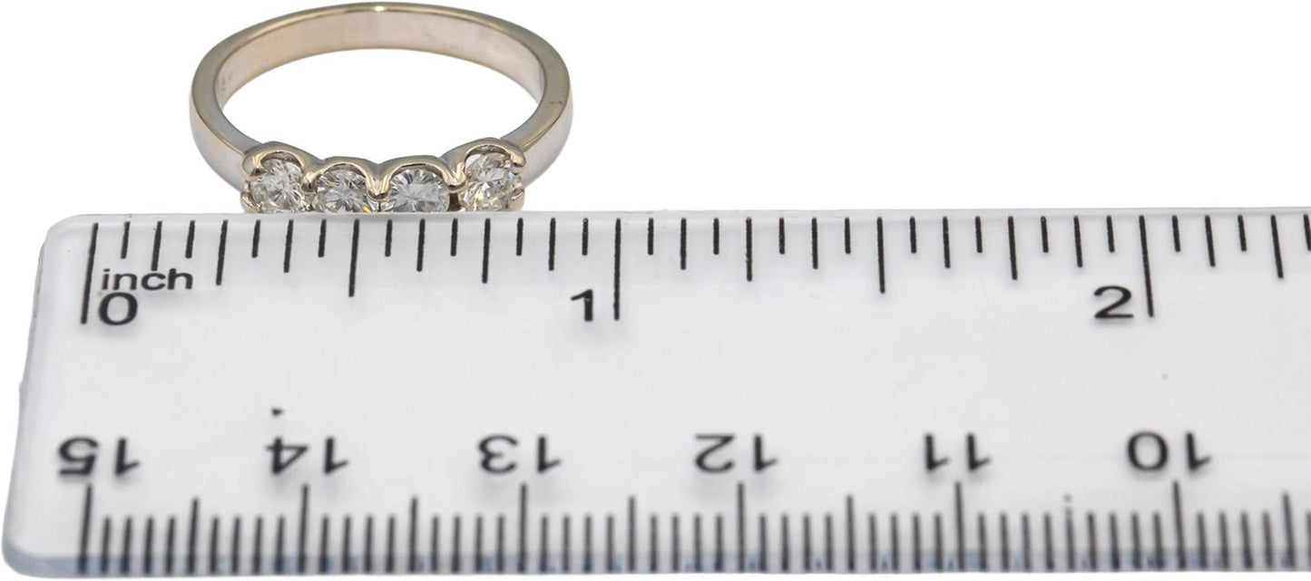18k White Gold Round Diamond Four Stone Band Ring 0.56CT Size 5.75
