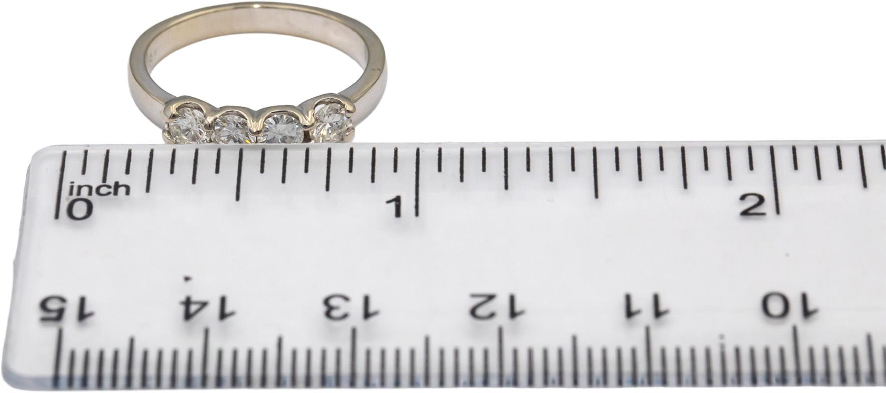 18k White Gold Round Diamond Four Stone Band Ring 0.56CT Size 5.75