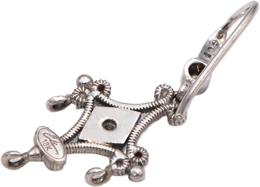 18k White Gold 0.19CT VS Round Diamond Drop Dangle Earrings 0.19CT