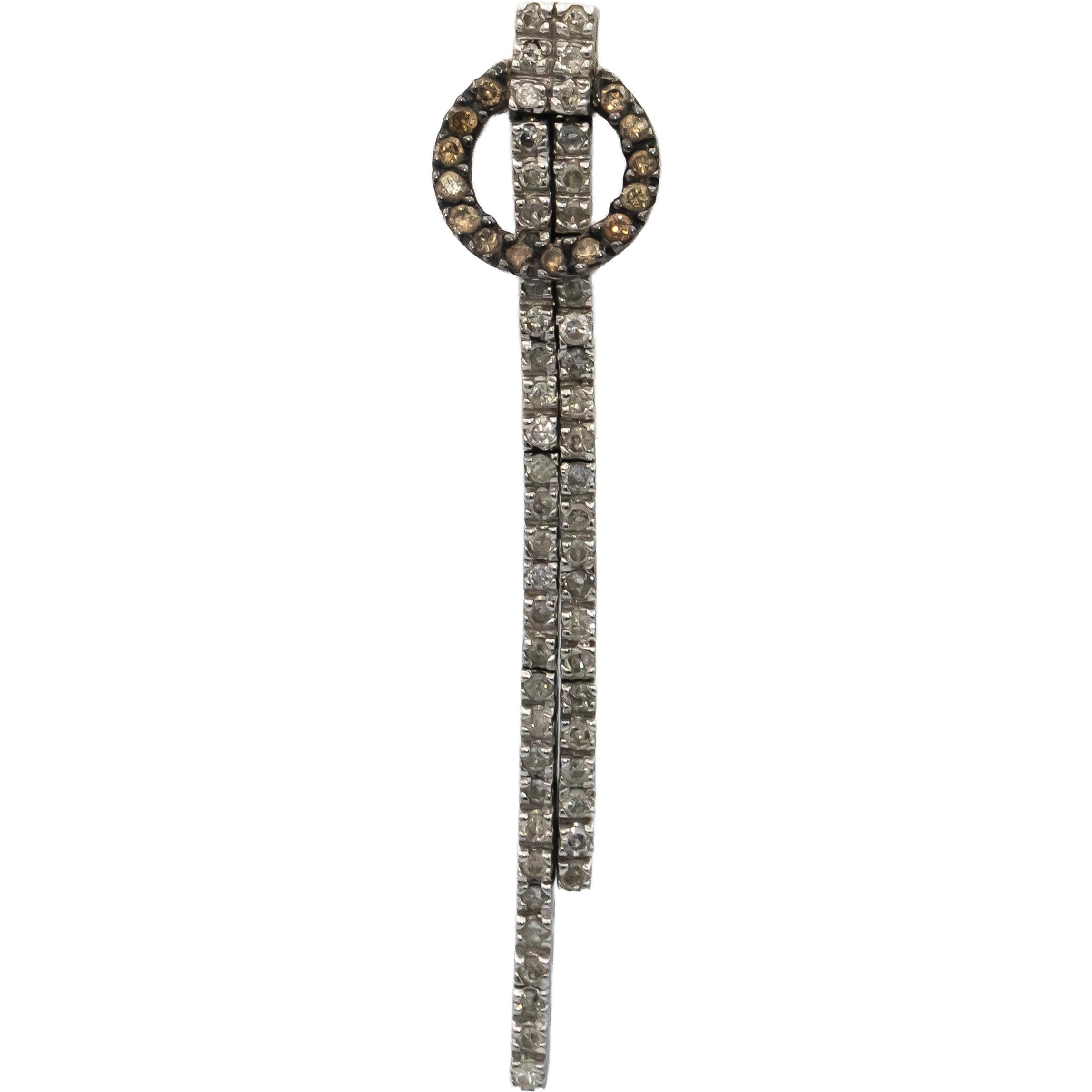 14k White Gold Round Diamond Drop Dangle Earrings 1.0CT