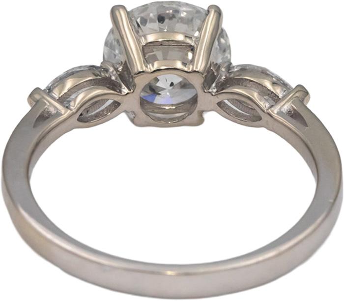 14k White Gold Round & Marquise Diamond Engagement Ring 2.32CT w/ 2.02CT Center