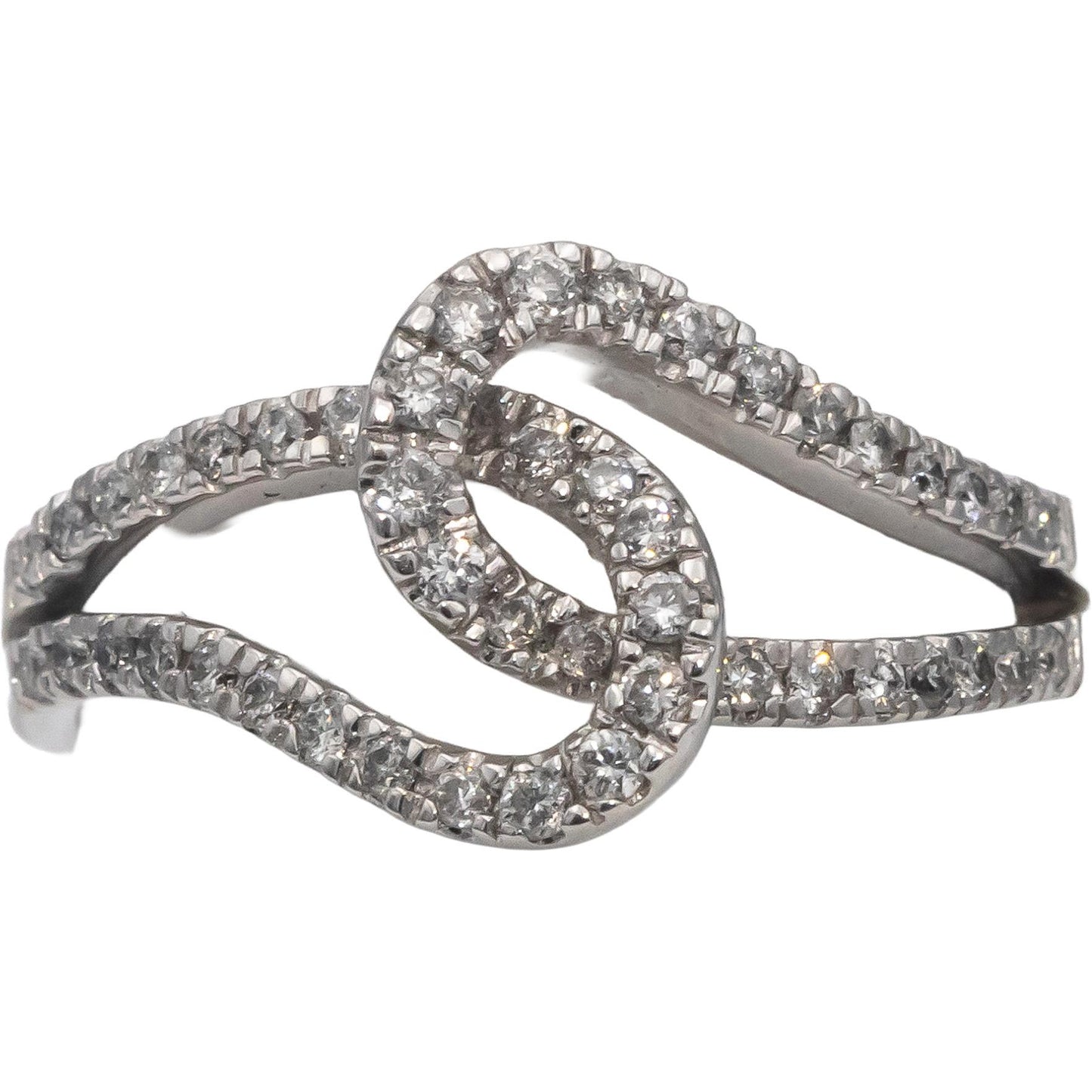 14k White Gold VS Round Diamond Interlocking Band Ring 0.35CT Size 7.25