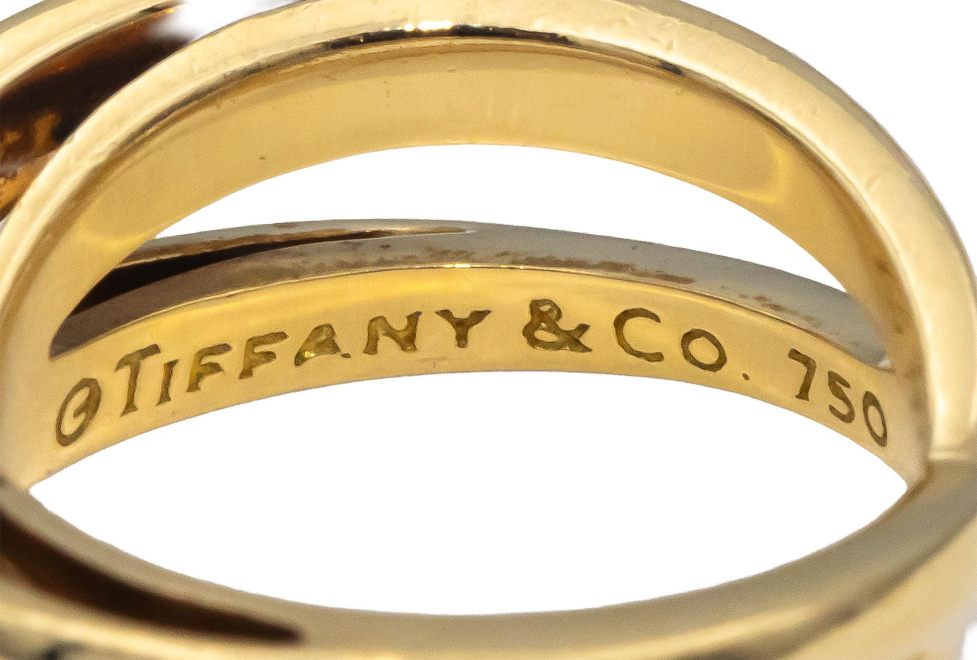 TIFFANY & CO. 18k Yellow Gold Infinity Double Cross Ring Size 5
