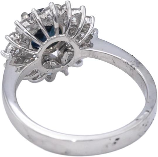 18k White Gold Round Blue Sapphire & Diamond Halo Ring 1.68CT Size 6.5