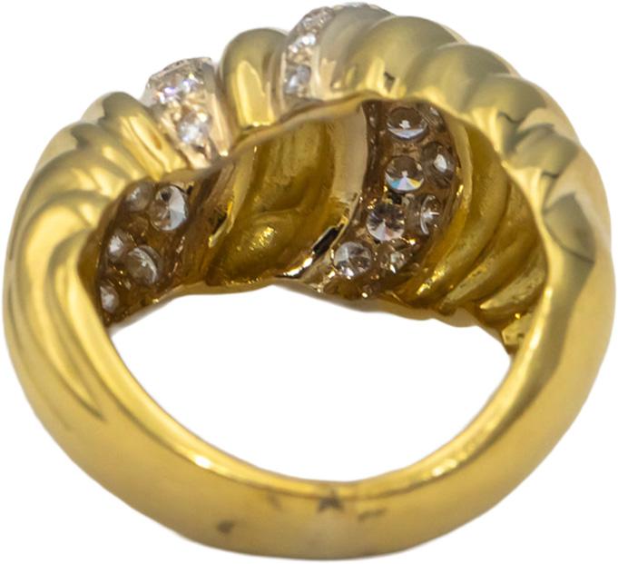 Designer Signed 18k Yellow Gold Round Diamond Cocktail Ring 1.0CT Size 5