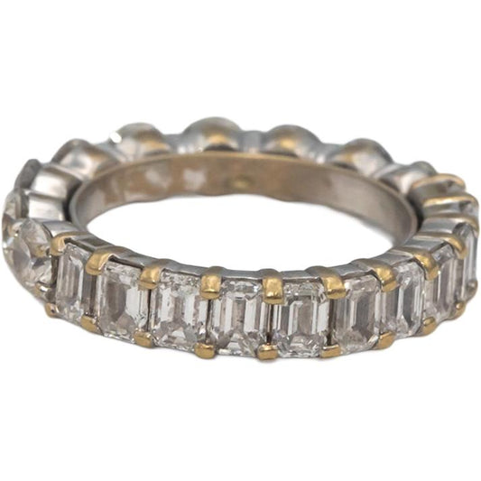 14k White Gold Round & Emerald Cut Diamond Eternity Band Ring 3.0CT Size 4.75