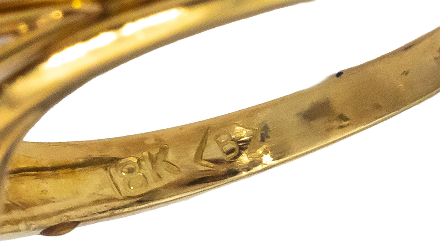 18k Yellow Gold VS Diamond & 14-15mm Baroque Pearl Cocktail Ring 1.10CT Size 7.5