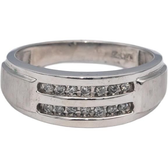 10k White Gold Round Channel Set Diamond Two Row Band Ring 0.15CT Size 10.25
