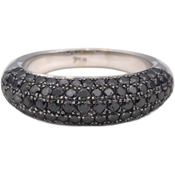 18k White Gold Round Black Diamond Cluster Dome Band Ring 1.50CTW Size 6.75