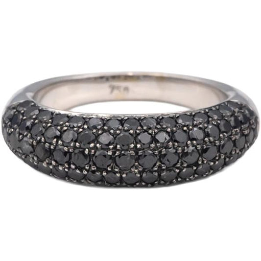 18k White Gold Round Black Diamond Cluster Dome Band Ring 1.50CTW Size 6.75