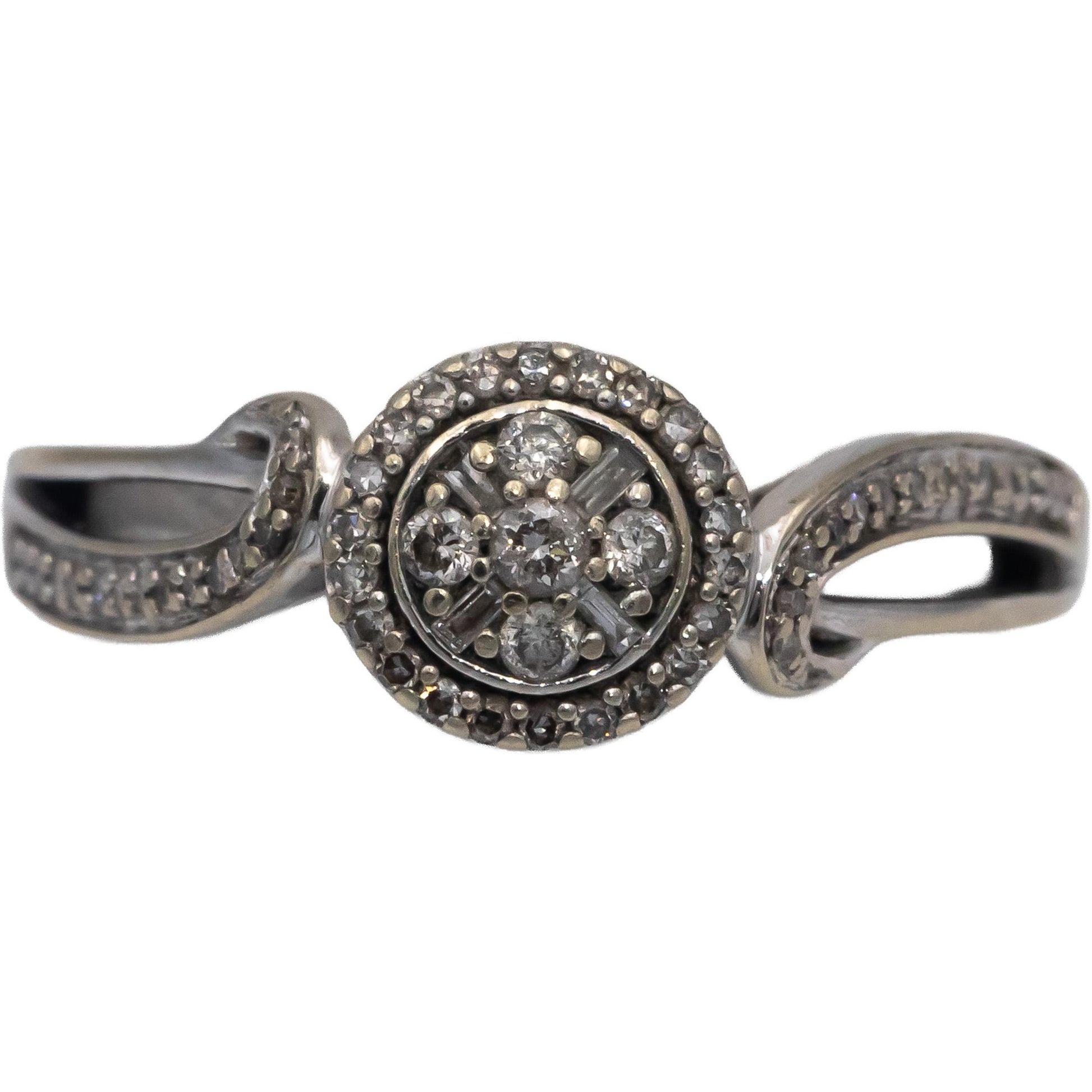 10k White Gold Round Diamond Cocktail Ring 0.25CT Size 7