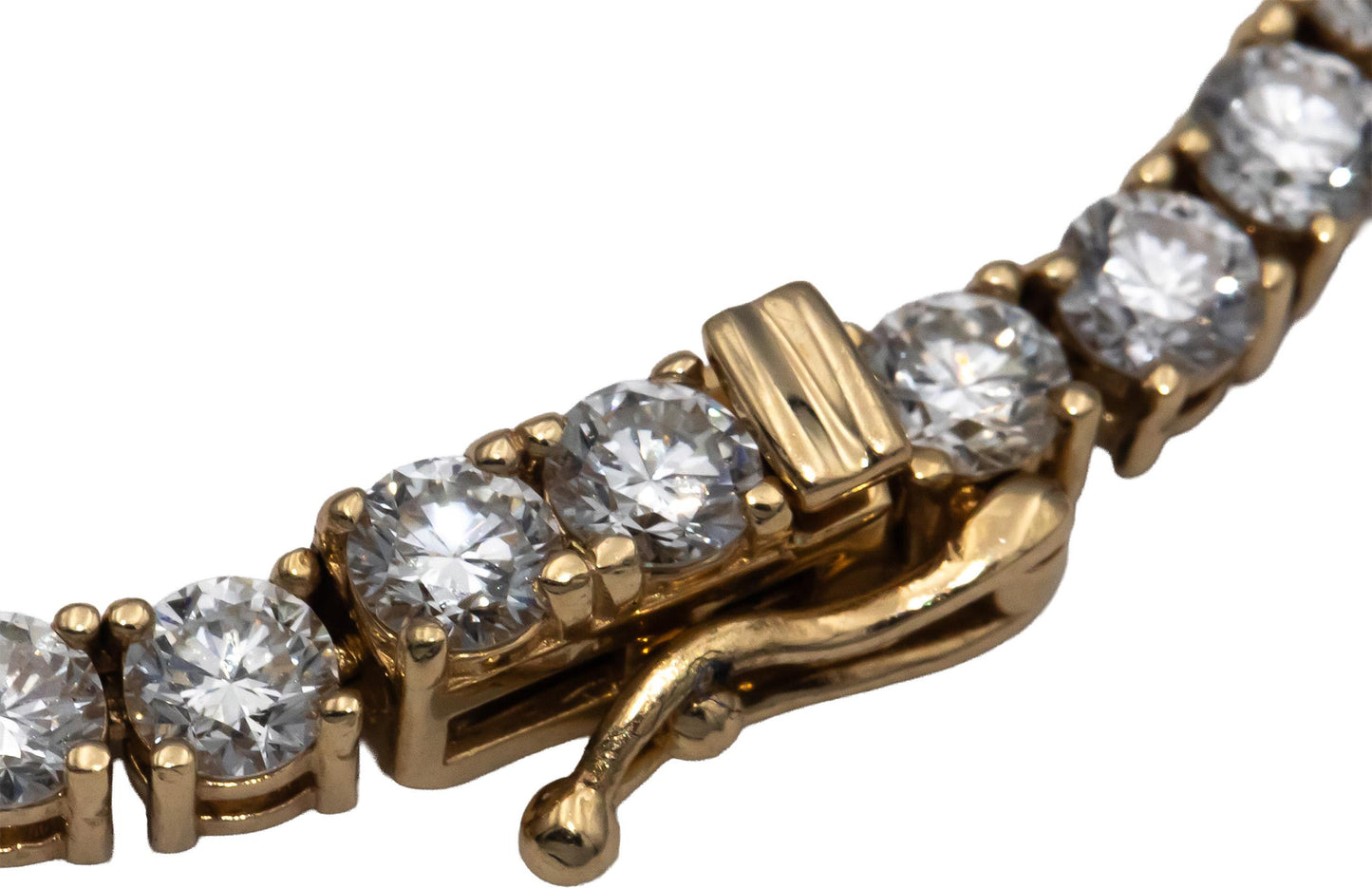 14k Yellow Gold VS Round Diamond Tennis Necklace 16.92CT