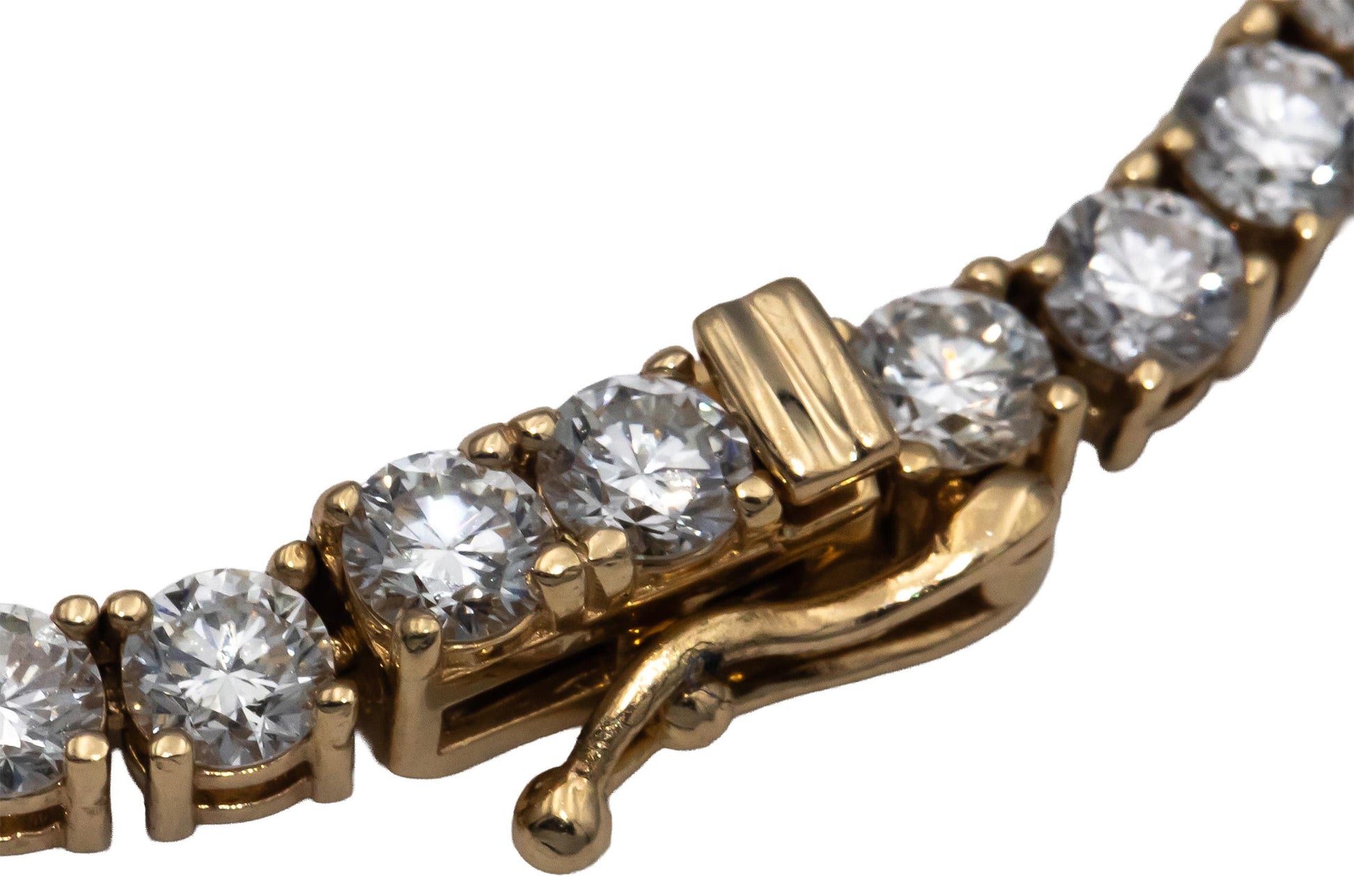 14k Yellow Gold VS Round Diamond Tennis Necklace 16.92CT