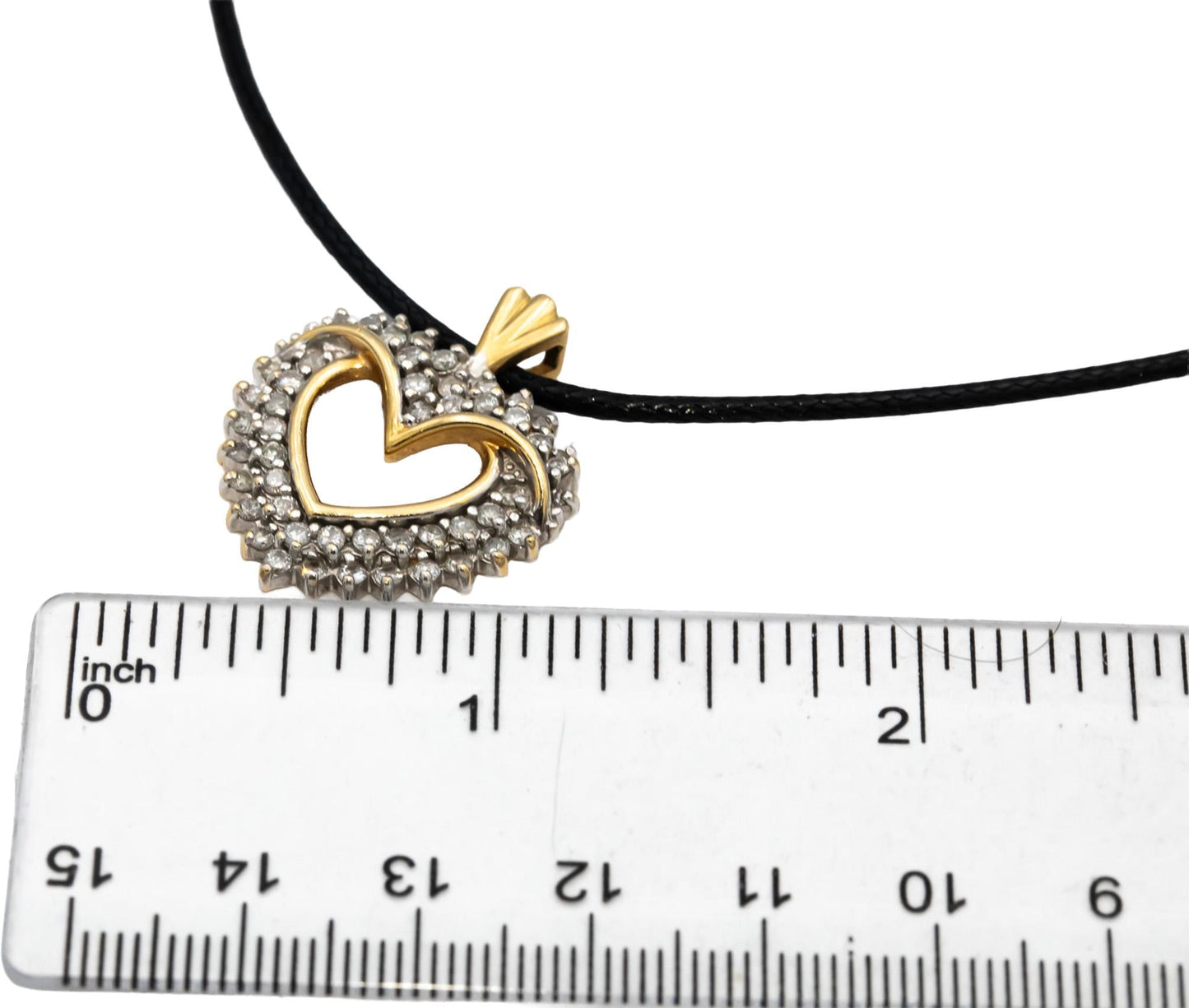 14k Yellow Gold Round Diamond Open Heart Pendant Necklace 1.0CT