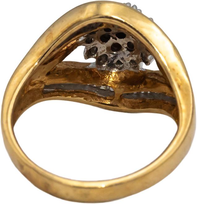 14k Yellow White Gold VS Round and Baguette Diamond Cluster Ring 0.50CT Size 7